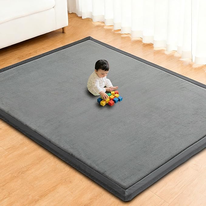 RONGFA Baby Play Mat for Floor,1.3" Thick Elasti-Foam Playpen Mat for Tummy Time, Easy Care with Non-Slip Cushioned for Infant,Kids and Toddler Crawling