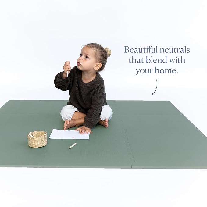Toddlekind Playmat -Classic Foam Play Mat- 4 x 4 feet Premium Quality Foam Play Mat for Babies/Toddlers, Stylish, Non-Toxic, Odorless, Moss