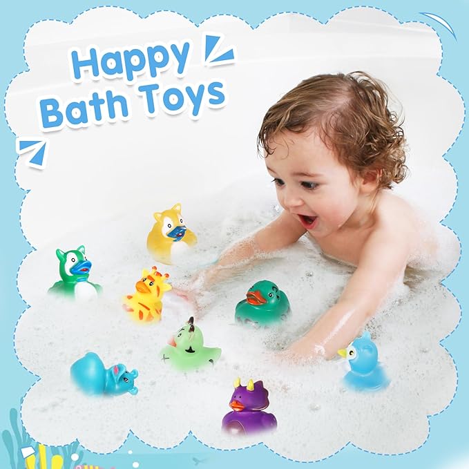 24 Pack Color Changing No Hole Rubber Ducks, Color Change Baby Bath Toys Without Holes for Toddlers Kids Ages 4-8, Floating Toys Gift for Bath, Classroom Party Favors