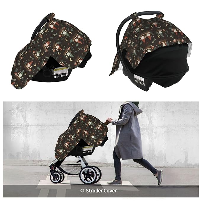Gnome Frog Mushrooms Baby Car Seat Canopy Nursing Cover for Newborn Car Seat Breastfeeding Covers Blanket Newborn Shower Gift