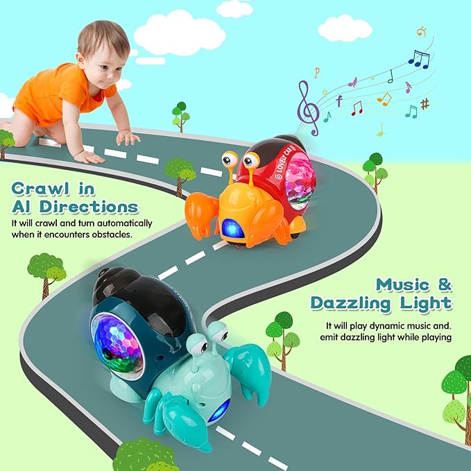Baby Toddler Crawling Toys 6-12 Months, Crawling Crab Toy, Infant Tummy Time Baby Toys with Learning Crawl System Music for 0-3-6 7 8 9 10 12-18 Month Boy Girl Christmas Birthday Gifts