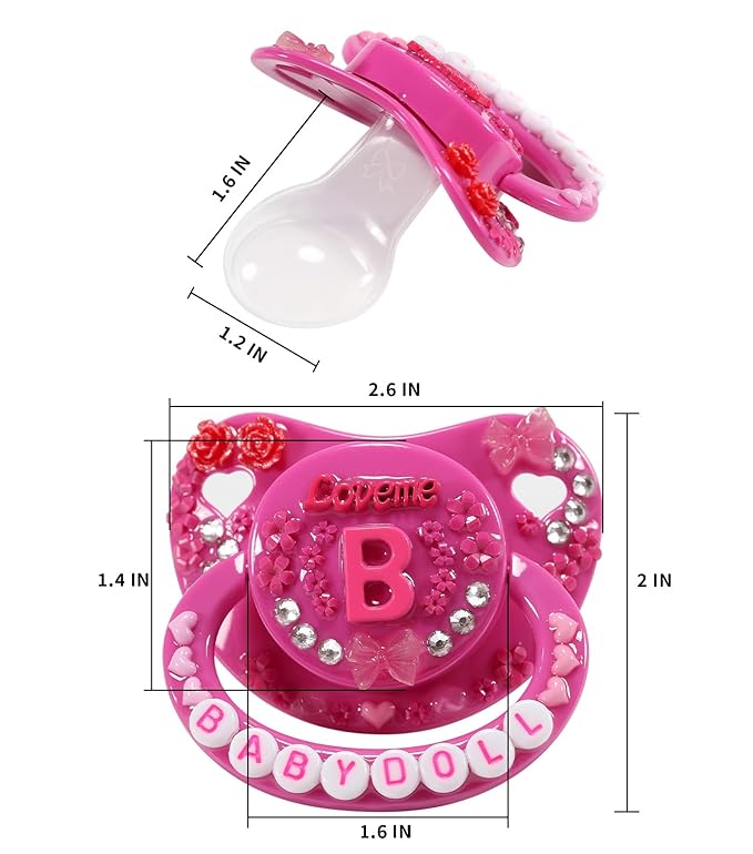 CutiePlusU Adult Sized Pacifier Dummy Big Shield DIY Handmade- DarkPink