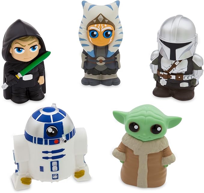 Disney Store Official Star Wars: The Mandalorian Bath Toys Set - Includes 5 Detailed Toys with a Straining Storage Bucket - Bath Time Fun and Water Play Set for Kids