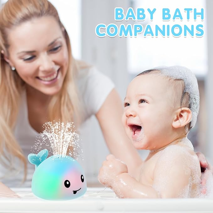 Whale Bath Toy Sprinkler, Baby Easter Basket Stuffers, Light Up Bath Toys for Kids Ages 1-3 Babies 6-12-18 Months, 1 2 3 Year Old Boys Girls Easter Toddler Birthday Gifts, Bathtub Pool Water Table Toy