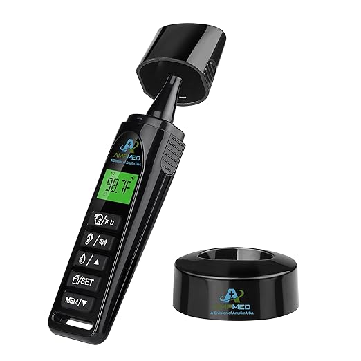Amplim Color-Coded Display Premium Bundle Non-Contact Touchless Infrared Digital Forehead Thermometer