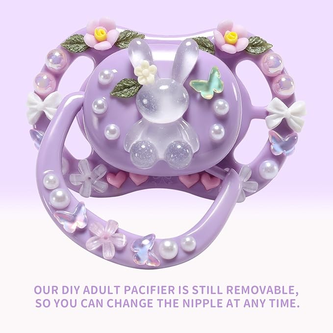 CutiePlusU Adult Sized Pacifier Dummy DIY Handmade Big Shield- Purple