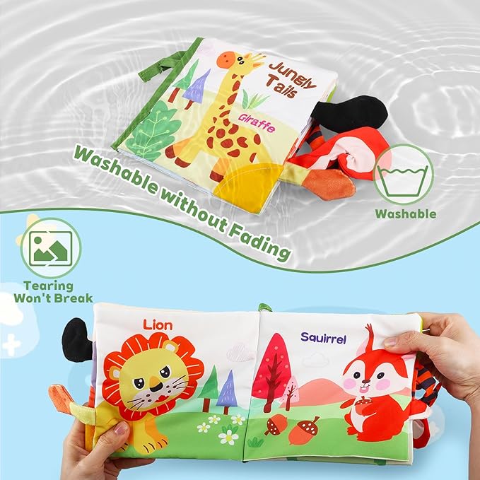 Baby Books 0-6 Months, Infant Tummy Time Toy 6-12 Months Touch Feel Book Travel Toy Gifts for Boys Girls 0-3 Months Baby Shower Birthday Easter Basket Stuffers