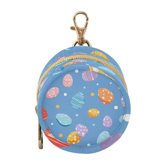 Pacifier Holder with Clip Pacifier Case for Diaper Bag Round Baby Pacifier Pouch Box Bag Portable Blue Polka Dot Easter Egg