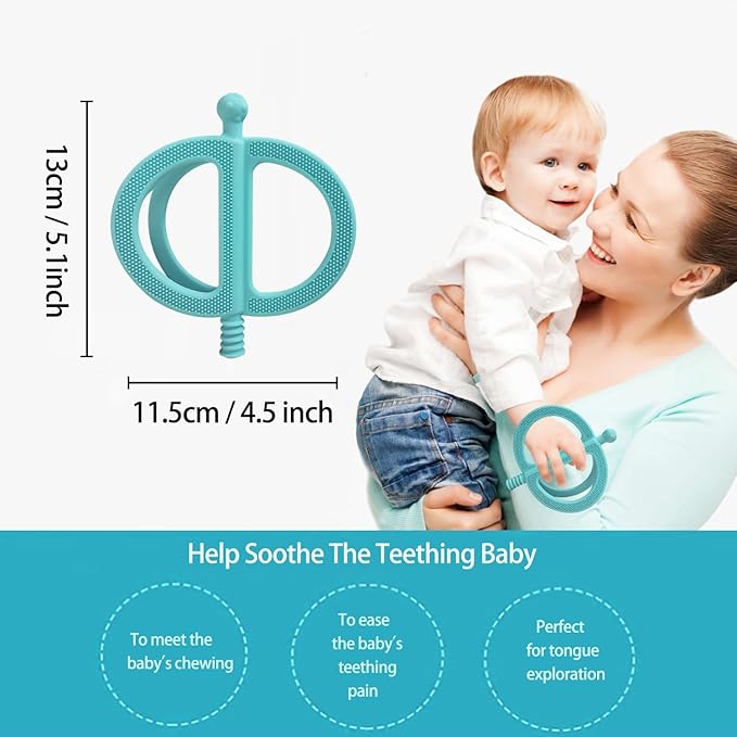 Baby Teething Toy, Nipple-Shaped with Easy-Hold Handle, Anti-Choking Design for Teething Relief, Teethers for Babies 0-36 Months, Textured Chewing Toys for Infants Toddlers (Red+Pink)