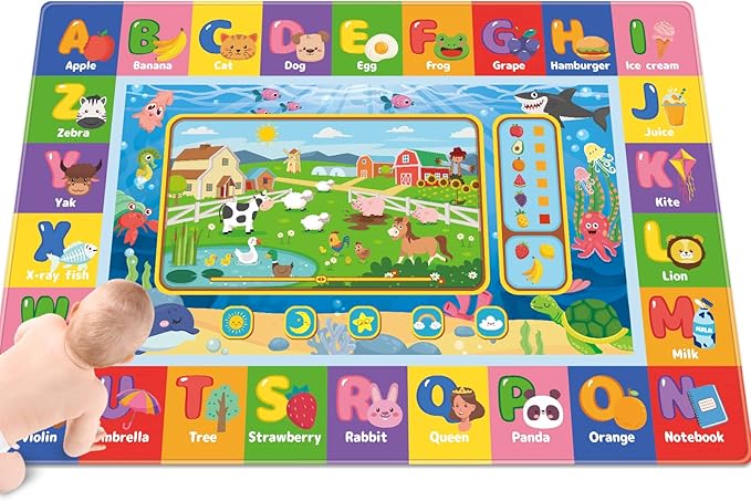 Baby Play Mat for Floor, Kids Playmat Baby Crawling Mat Educational Tummy Time Mats Soft ABC Play Mats for Toddlers Infants Kids Rug for Playroom Classroom (59 X 39.4 INCH, Style 1)