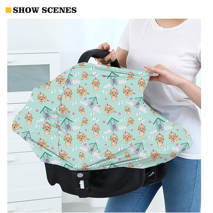 Upetstory Customized Personalized Nursing Cover Breastfeeding Scarf Baby Car Seat Covers,Infant Stroller Cover,Carseat Canopy for Girls Boys