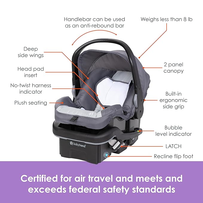 Baby Trend Morph Single to Double Modular Stroller Travel System with EZ-Lift™ Plus Infant Car Seat, Dash Grey