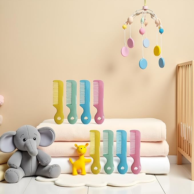 8Pcs Colorful Round Tip Bristles Baby Cute Comb Baby Grooming For Sensitive Scalp Skin, for Nursery Newborn Infant Girl Boy Kids Comb Baby Grooming and Healthcare Kits
