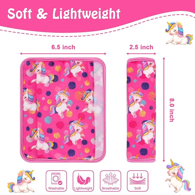 Seat Belt Covers for Kids, Double-Sided Use Shoulder Pads for Kids, Comfort Neck Strap Covers, Cute Car Seatbelt Cushion Covers for Boys Girls(2 Pack)