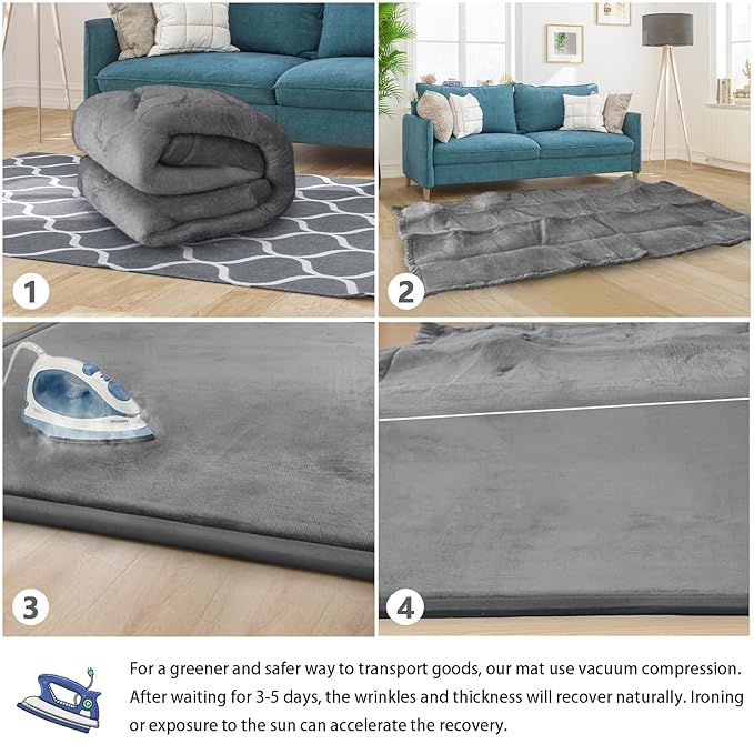 Baby Play Mat for Floor Nursery Rug Muscle Mat Area Rug Playroom Rug 59"x71" Playpen Mat Memory Foam 1.3" Thick Crawling Mat for Babies,Toddlers, Infants, Kids,Grey
