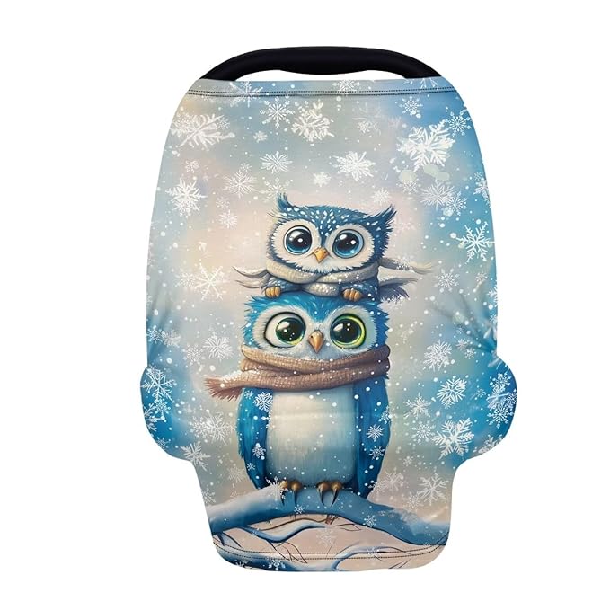 AFPANQZ Owl Nursing Cover Breastfeeding Scarf Baby Car Seat Covers for Boys Girls Infant Carseat Canopy Stretchy Soft Breathable Multi-Use