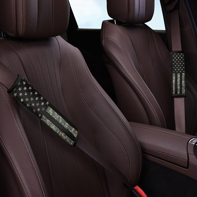 American Flag Car Seat Shoulder Strap Pads Soft Car Seat Shoulder Strap Pads Seatbelt Straps Cover Seat Belt Cover Pad for Kids 4 Pack Seatbelt Cushion