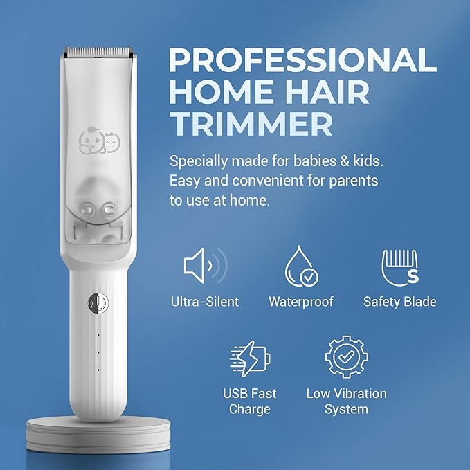 Baby Hair Clippers Set, Ultra Quiet Hair Trimmer with Vacuum for Infant, Toddler and Kids, Waterproof & Rechargeable Cordless Hair Cutter, Including Hair Cutting Scissors and Comb
