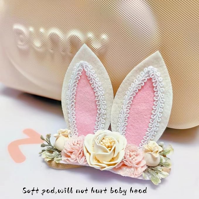 Baby Girl Floral Easter Bunny Nylon Headband Flower Elastic Hairband Bows Wraps For Newborn Infant Toddler Hair Accessories (RT004)