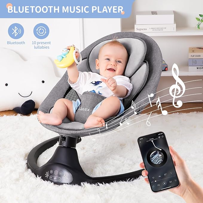 Larex Electric Baby Swing for Infants & Bottle Warmer Remote Control Indoor Baby Rocker with 5 Sway Speeds,1 Seat Positions Fast Baby Bottle Warmer for Breastmilk and Formula