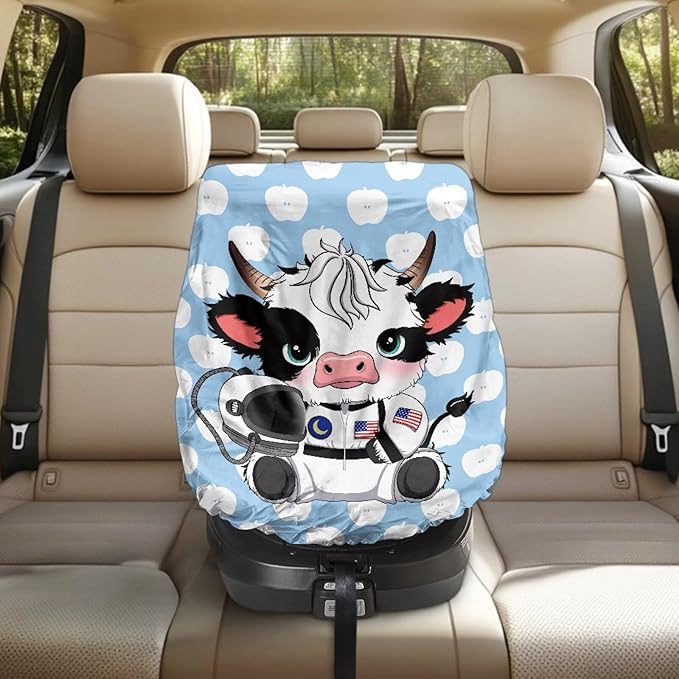 XYZCANDO Cow Print Baby Car Seat Cover for Summer Cute Car Seat Protector for Child Car Seat UV Rays Protective Car Seat Covers for Babies Carseat Cover Protect from Sun/Hot Days 2025