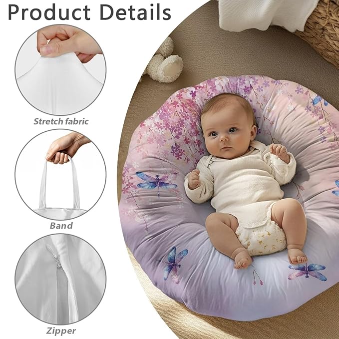 Newborn Lounger Cover, Dragonfly Removable Soft Baby Lounger Cover Waterproof Stretch Infant Lounger Cover for Most Girls Boys
