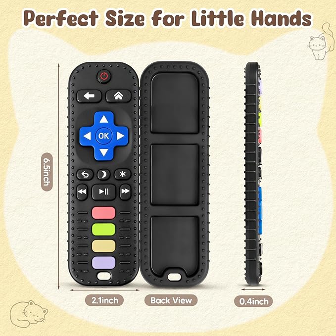 Teething Toys for Babies 0-6 6-12 Months, Food Grade Silicone TV Remote Teether Toy, BPA Free Sensory Chew Toys, Baby Gifts and Newborn Toys