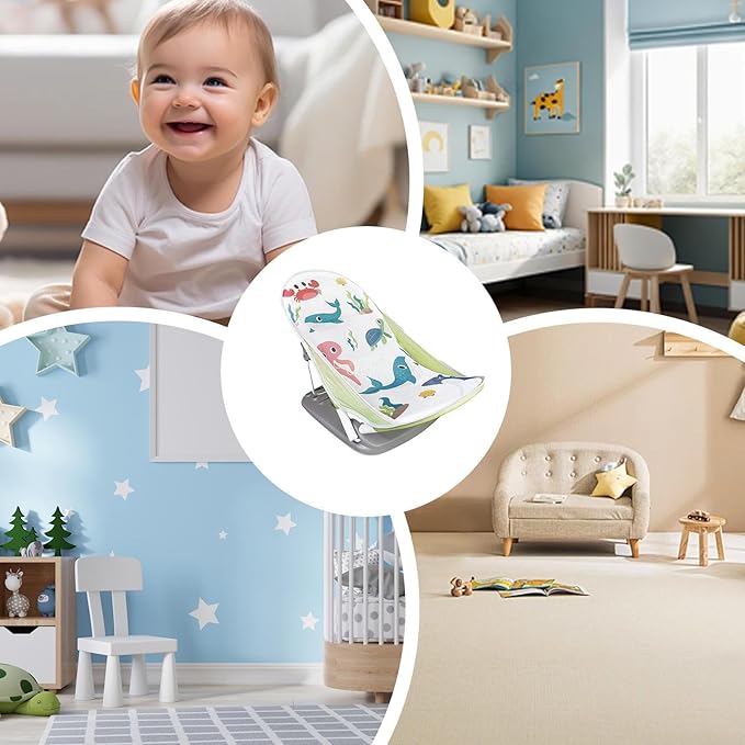 Generic Foldable Toddler Bather - Bathtub Foldable Toddler Bath Bather Seat | Foldable Baby Bather with Bath Stand | Toddler Folding Shower Rack for Bathtub Counter Sink Bathroom