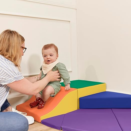 ECR4Kids SoftZone Junior Adventurer's Summit Slide, Corner Climber, Assorted, 4-Piece