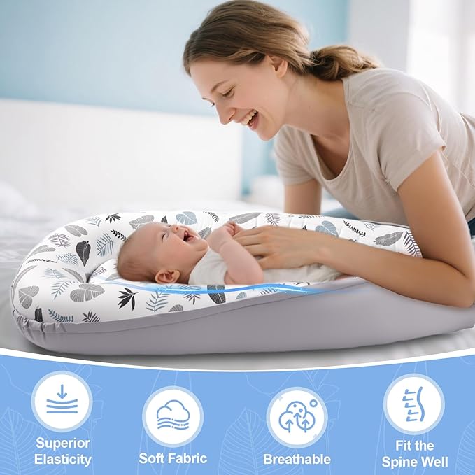 Baby Lounger, Baby Lounger for Newborn 0-24 Months, Premium Soft & Breathable Infant Lounger, Pure Cotton Baby Nest for Boys & Girls, Portable Newborn Lounger for Travel and Home.