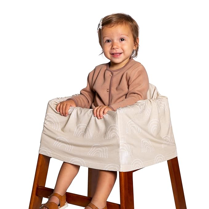 J.L. Childress 4-in-1 Car Seat Cover for Babies - Multi-Use, Stretchy Car Seat Canopy and Privacy Cover - Breastfeeding Nursing Cover - Gender Neutral - Beige Dot Rainbow