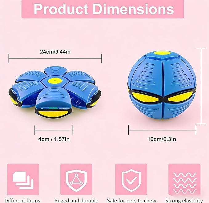 Magic Bouncing Ball with 6 LED Lights, 2-in-1 Flying Saucer Ball, Pop-Up Transform, Explosion-Proof,Gift Pack, Interactive Toy for Indoor & Outdoor Parent-Child Sports