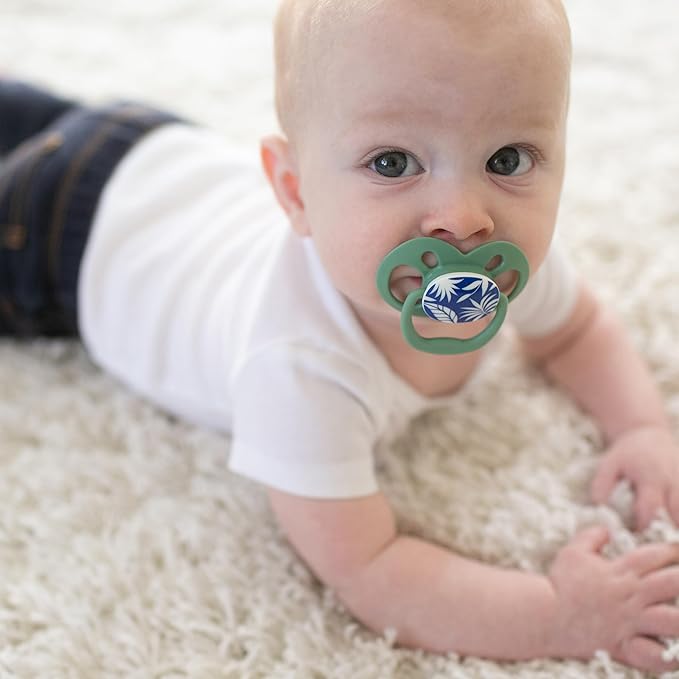 Dr. Brown's Advantage Baby Pacifier, Fully Symmetrical Soother with Soft Silicone Bulb, Glow-in-The-Dark Blue Nature-Purple Nature, 6-18m, BPA-Free, 6-Pack