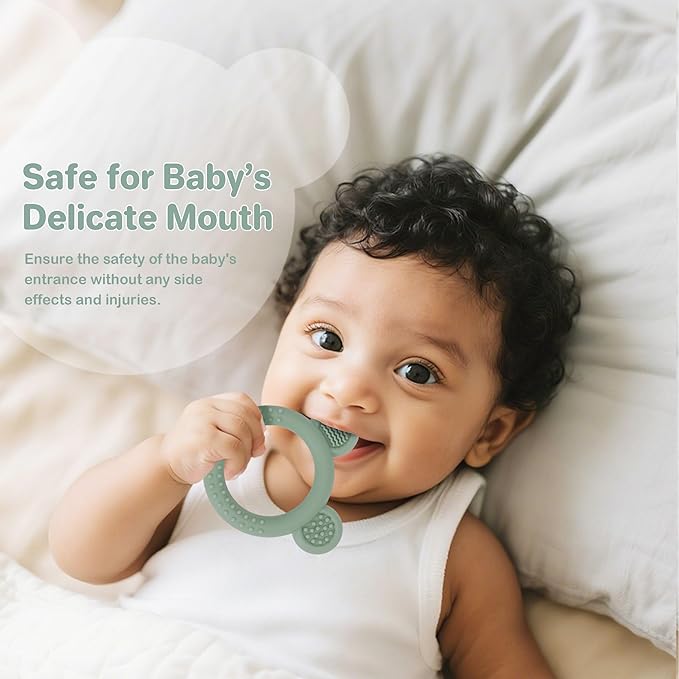 Eascrozn 3 Pack BabyTeething Toys, Teethers for Babies 3-6 6-12 Months, BPA Free Teething Relief Easy to Hold, Silicone Teether Toys for Baby Essentials