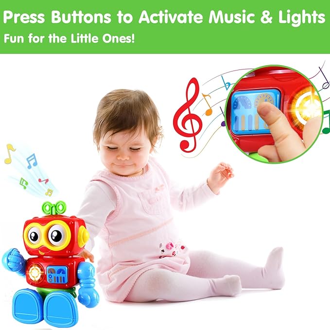 Toddler Robot Toys for 1 Year Old Boy 1st Birthday Gift Easter Basket Stuffers Baby Boy Toys One Year Old 1yr 12-18 Month Musical Light Up Learning Educational Interactive Airplane Travel