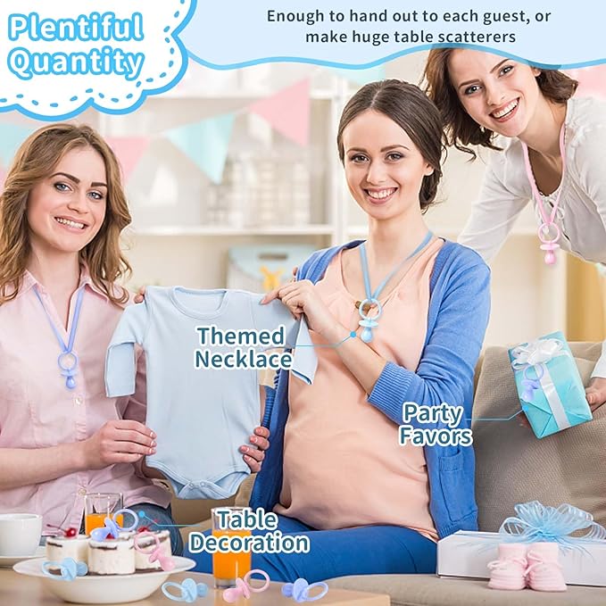 36 Plastic Pacifiers for Baby Shower Game, 2.75’’ Baby Shower Pacifiers, Blue Pacifiers for Baby Shower Decoration DIY, Gender Reveal Party Table Scatter/Baby Shower Party Favors (Blue)