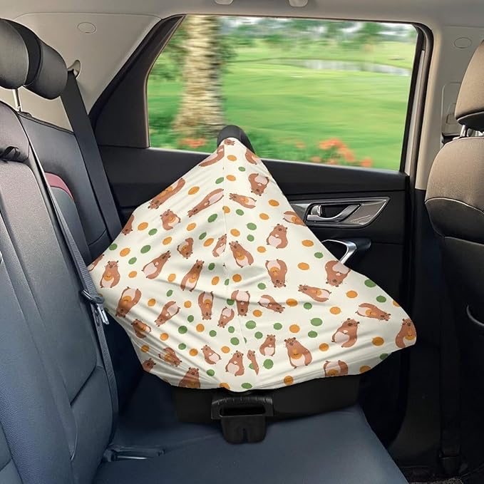 AFPANQZ Marmot Baby Car Seat Cover Stretchy for Baby Girls Nursing Breastfeeding Covers Shopping Cart High Chair Stroller Covers Infinity Scarf Sunshade Car Seat Canopies