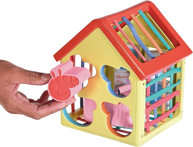 TOMY Toomies Grow with Peppa Pig - Peppa’s Activity House - Kids’ Activity Center with Sensory Shape Sorting and Color Matching Games - Includes 4 Peppa Pig Family Textured Blocks - 18 Months and Up