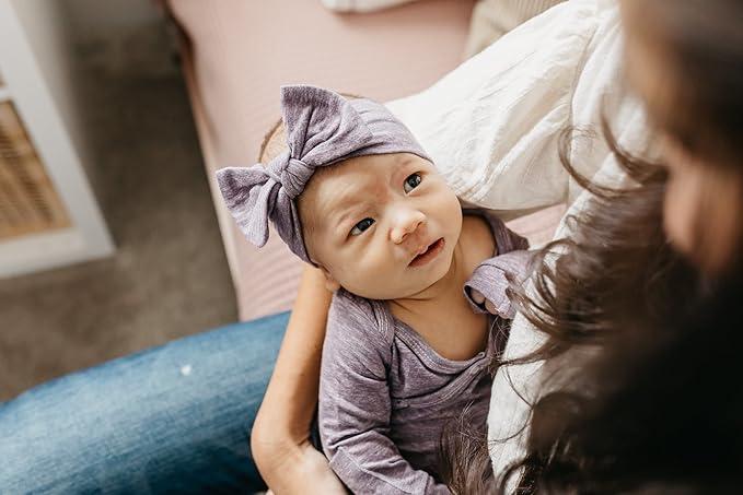 Copper Pearl Baby Bows: Stylish Headbands for Baby Girls, Premium Soft and Stretchy Baby Headbands, Perfect for Newborns, Trendy Designs - Violet