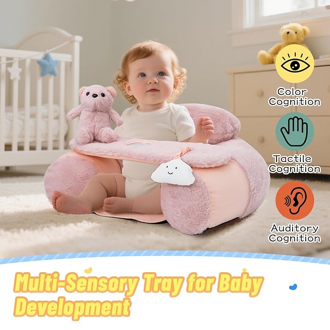 KAKIBLIN Baby Sit Me Up Seat, Inflatable Baby Seat with Cover for Babies 3-36 Months,Portable,Inflatable Sit & Play Floor Seats for Sitting Up