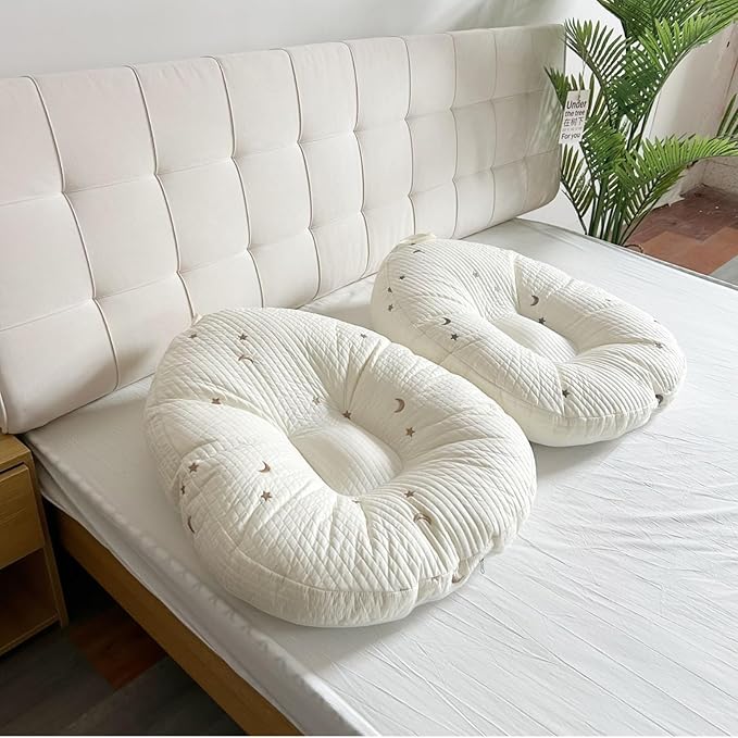 EFELIM Large Nest Pillow with Cotton Cover, Skin Friendly Lounger Pillow Multifunctional Soft Floor Lounger Pillow Baby Shower (Silvery, 23.6x29.5inch)