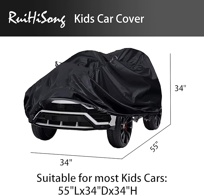 Kids Car Cover,Outdoor Heavy Duty 600D for Kids Waterproof Cover,Kids Ride-On Toy Car Cover with Buckle and Vent,All Weather,The Handle is a Reflective Strip Again