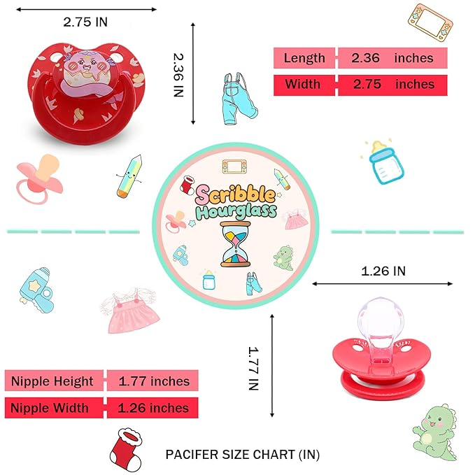 Adult Pacifier for Anxiety: Cute Paci Large Shield for Sleep - Handle Binky with Pacifier Holder Clips