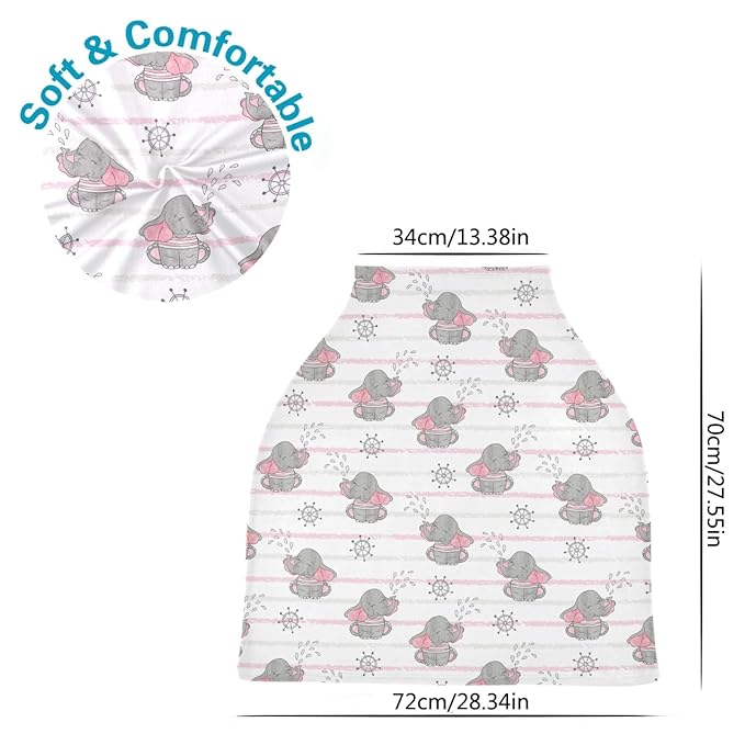Stretchy Baby Car Seat Covers for Boys Girls Elephants Infant Car Canopy Nursing Cover Breastfeeding Scarf