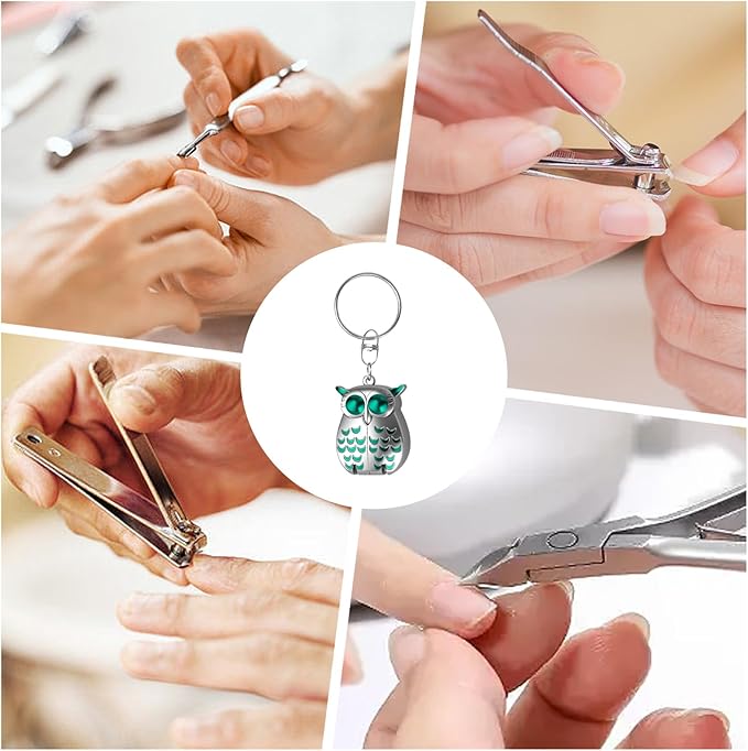 Portable Owl Keychains Nail Clippers, 2025 New 2-in-1 Foldable Owl Nail Clippe with File, German Professional Stainless Steel Small