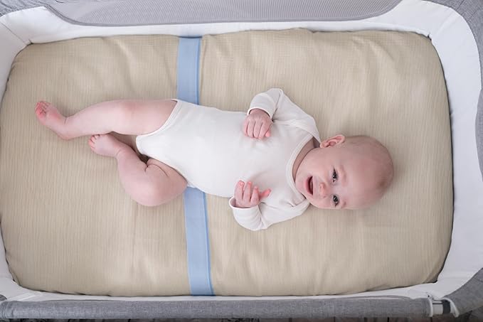 Meracorallo Muslin Mini Crib Sheet, Pack n Play Fitted Sheet, Soft and Breathable Pack and Play Playard Mattress Sheet for Baby Boys and Girls, Beige