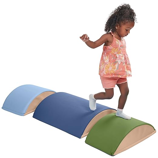 ECR4Kids SoftZone Colorful Log Climber Balance Builders, Beginner Playset, Earthtone, 3-Piece