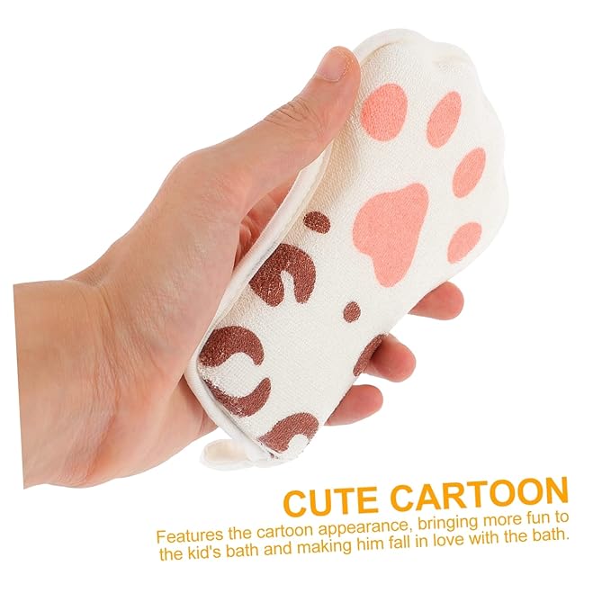 CHILDWEET Baby Bath Sponge 2 Pack Cartoon Paw Shape Kids Bath Towels Soft Exfoliating Mesh Scrubber for Toddler Body Cleaning