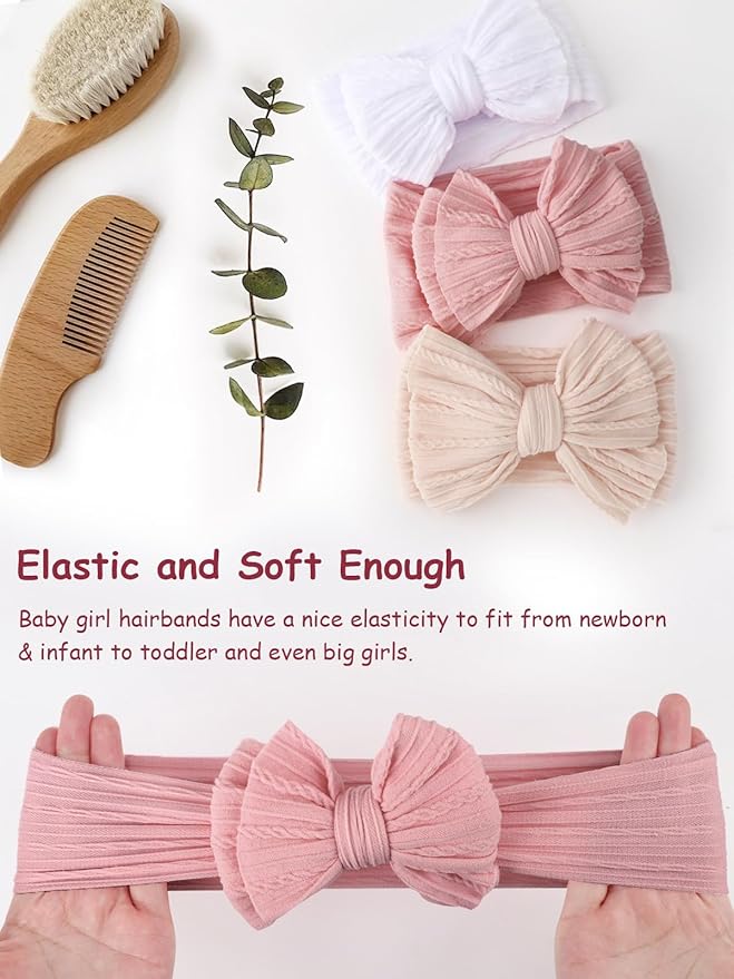 AQOKKA Baby Bows Headbands Nylon Baby Girl Headbands Soft Handmade Hairbands Toddler Hair Accessories for Girls Baby Newborn Infant Kids