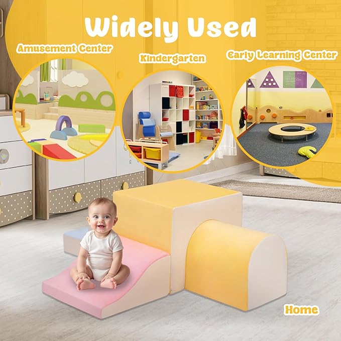 CAMELUS Large Climbing Toys for 1 Year Old, 4-Piece Toddler Climbing Toys Indoor, Soft Play Set Baby Foam Climbing Blocks for Toddlers, Climb Crawl Activity Play Set, Birthday